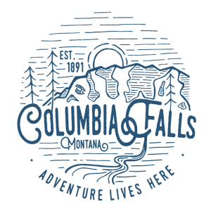 Columbia Falls Adventure Lives Here Logo